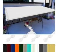 Voile d'ombrage Carré Imperméable 1.2 x 6 m 98% UV Protection,Polyester, Toile Ombrage Imperméab avec Oeillets avec Cordons pour Patio Jardin Terrasse, Blanc