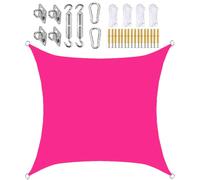 Voile d'ombrage carré imperméable avec kit d'installation - Protection UV - Rose - Rectangulaire - Pour camping, balcon, terrasse, jardin - Sans perçage - 3 x Auvent pour l'extérieur