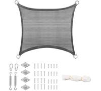 Voile d'ombrage Woltu Voile d'ombrage rectangulaire 2x2m. Protection Solaire HDPE perméable à l'air. Protection UV avec kit de Fixation.Gris