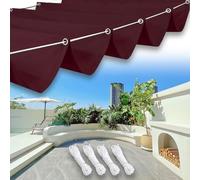 Voile d'ombrage Carrée 0.5 x 2.3 m Imperméable Anti-UV et Indéchirable, Protection Solaire, Coupe-Vent, Voile Rétractable Wave avec Œillets et Corde pour Terrasse Pergola, Vin Rouge