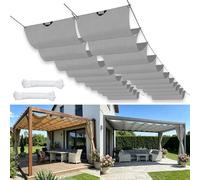Voile d'ombrage Carrée 0.85 x 13.4 m Résistant à l'eau, Rayons UV, de Tailles, Durable, Protection Solaire, Voile Rétractable Wave avec Œillets et Corde pour Jardins Gazebo, Gris Clair