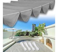 Voile d'ombrage Carrée 1.6 x 4.5 m Imperméable Anti-UV et Indéchirable, Protection Solaire, Coupe-Vent, Voile Rétractable Wave avec Œillets et Corde pour Terrasse Pergola, Gris Clair