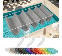 Voile d'ombrage Carrée 1.6 x 9 m Protéger du Soleil, Résistant à La Pluie, Anti-Déchirure, Anti-UV, Voile Rétractable Wave avec Œillets et Corde pour Terrasse Pergola, Gris Clair