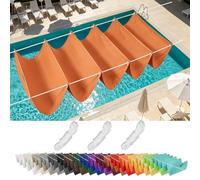 Voile d'ombrage Carrée 2.2 x 12.2 m Protéger du Soleil, Résistant à La Pluie, Anti-Déchirure, Anti-UV, Voile Rétractable Wave avec Œillets et Corde pour Jardins Gazebo, Orange