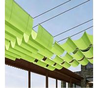 Voile d'ombrage Carrée 3.4 x 10.6 m Protéger du Soleil, Résistant à La Pluie, Anti-Déchirure, Anti-UV, Voile Rétractable Wave avec Œillets et Corde pour Jardins Gazebo, Vert Tendre