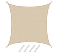 AMANKA Voile d'ombrage UV - 2x2m HDPE Carré Protection Solaire Toile de Jardin Toiture Balcon Beige