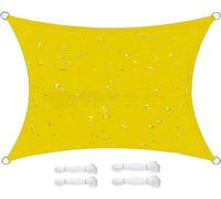 Voile d'ombrage commercial pour l'extérieur, voile d'ombrage, tissu anti-UV, toit d'ombrage robuste, protection solaire, coupe-vent, pour terrasse, pelouse, dimensions : 4 x 6 m, couleur : jaune