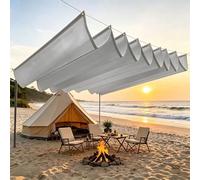 Voile d'ombrage Coulissant 1.25 x 3 m Imperméable Protection UV Vague Rétractable Voiles Ombrages avec Oeillets et Cordons, Résistant pour Extérieur Jardin Terrass Balcon, Gris Clair