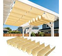 Voile d'ombrage Coulissant 1.5 x 18 m Imperméable Protection UV Vague Rétractable Toile d'ombrage avec Oeillets et Cordons, Résistant pour Jardin Terrasse Balcon Camping, Jaune Sable