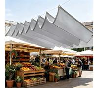Voile d'ombrage Coulissant 3.1 x 7 m Imperméable Protection UV Vague Rétractable Voile Ombrage avec Oeillets et Cordons, Résistant pour Jardin Terrasse Balcon Camping, Gris Clair