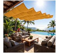 Voile d'ombrage Coulissante 2x3m Vague Rétractable 230g Imperméable Jaune