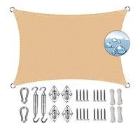 Voile d'ombrage de 4,5 x 6 m - Protection UV pour le jardin et les activités de plein air, beige, avec accessoires en acier inoxydable, imperméable et durable pour une protection solaire ultime