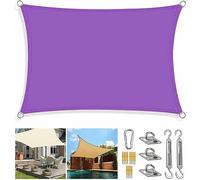 Voile d'ombrage de jardin avec kit de fixation robuste - Auvent rectangulaire carré pour terrasse, terrasse, porte, cour, pare-soleil - 2 m, 2,5 m, 3,6 m, 4 m, 5 m, 6 m, 7 m, 8 m, violet (taille : 4 x