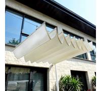 Voile d'Ombrage de Vague Rétractable,Couverture d'Ombre en Forme de U,Tissu d'Ombre Filtrant la Lumière,Auvent à Vagues Extérieur,Filet Protection Solaire Respirant,Blanc (1.2x8m)