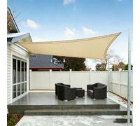Voile d'ombrage D'Extérieur 330 x 480 cm Respirant, Perméable à l'eau et Ventilé Toile d'ombrage Rectangulaire avec Cordes pour Terrasse Jardin Extérieur, Couleur Crème