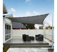 Voile d'ombrage D'Extérieur 400 x 470 cm Respirant, Perméable à l'eau et Ventilé Toile d'ombrage Rectangulaire avec Cordes pour Terrasse Jardin Extérieur, Gris Clair