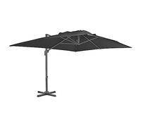 Voile d'ombrage en toile - Brise-vue pour balcon - Panneau de clôture - Parasol déporté avec mât en aluminium - 4 x 3 m - Noir - Pour pelouse, terrasse, maisons de vacances, maisons d'hôtes