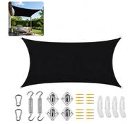 Voile d'ombrage épais avec raccords, pare-soleil pour jardin, terrasse, balcon, cour, terrasse, camping, abri d'auto et zone assise extérieure (noir, 2 x 3 m)