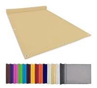 Voile d'Ombrage Étanche 1.4x4M Protection Solaire Pression d'eau 400/Polyester Paravent Couverture Paravent de Balcon avec Oeillets, Cordons pour Extérieur Jardin Terrass, Couleur Crème, 22073