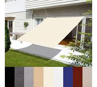 Voile d'ombrage imperméable - 150 x 300 cm - Protection UV à 95 % - Sans perçage - Résistant au vent - Avec œillets et cordes - Pour jardin, terrasse, balcon, pique-nique - Blanc chaud