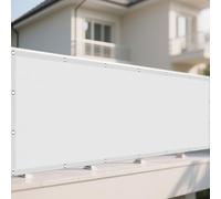 Voile d'ombrage Imperméable 150 x 465 cm UV 98% Indéchirable Imperméable PES Toile Ombrage Auvent avec Le Kit de Fixation pour Jardin Terrasse Balcon Camping, Blanc