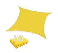 Voile d'ombrage imperméable 2 x 2 m - Bloque 98 % des rayons UV - Pour jardin, terrasse, balcon, pergola - Tissu PES durable avec cordes gratuites - Solution d'ombrage jaune