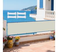 Voile d'ombrage Imperméable 370 x 460 cm Protection des Rayons UV Voile d'ombrage Terrasse avec Oeillets et Cordons pour Jardin Patio Terrasse Camping, Beige