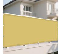 Voile d'ombrage Imperméable 420 x 425 cm UV 98% Indéchirable Imperméable PES Toile Ombrage Auvent avec Le Kit de Fixation pour Jardin Terrasse Balcon Camping, Jaune Sable