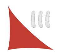 Voile d'ombrage imperméable à angle droit - Bloque 98 % des rayons UV - Pour jardin et terrasse - En polyester avec cordes gratuites - Rouge - 5 x 5 x 7,1 m - Protection solaire pour l'extérieur