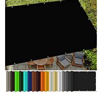 Voile d'ombrage imperméable anti-UV 5,5 x 10 m pour extérieur, patio, auvent avec 4 cordes anti-peeping pour fêtes et événements, noir