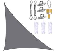 Voile d'ombrage imperméable anti-UV avec kit de fixation pour extérieur, terrasse, 3 cordes incluses, angle droit, gris, 4 x 5,7 m