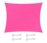 Voile d'ombrage Imperméable Anti UV Solaire résistant à l'eau Protection Contre Le Vent Polyester avec Protection UV pour Jardin terrasse Camping (3×3M,Rose)