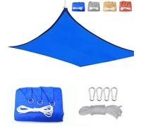 Voile d'ombrage imperméable en tissu de qualité supérieure pour jardin, balcon, terrasse avec cordes de montage, protection UV, 3,6 x 4,8 m, bleu