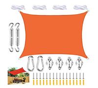 Voile d'ombrage imperméable - Protection solaire rectangulaire - En polyester renforcé - Pour terrasse, jardin, arrière-cour, pelouse, piscine, terrasse, cour, abri de voiture et extérieur (orange, 2