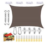 Voile d'ombrage imperméable - Protection solaire rectangulaire - En polyester renforcé - Pour terrasse, jardin, arrière-cour, pelouse, piscine, terrasse, cour, abri de voiture et extérieur (marron, 2