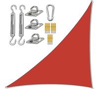 Voile d'ombrage imperméable triangulaire avec kit de fixation pour jardin, pique-nique ou camping Rouge 2 x 2 x 2 m