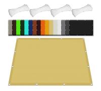 Voile d'ombrage Jardin 3 x 3 m Imperméable 98% UV Protection Toile Ombrage Exterieur pour Pergola avec Oeillets pour Patio Jardin, Terrasse, Extérieur, Balcon, Jaune Sable