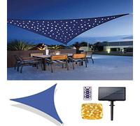 Voile d'ombrage LED pour terrasse, voile d'ombrage en tissu Oxford imperméable anti-UV pour activités de plein air, 4 x 4 x 5,7 m, bleu, idéal pour jardin, terrasse et terrasse