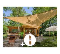 Voile d'ombrage naturelle jute triangulaire 3,60 m + 1 corde fibre de coco 12 m