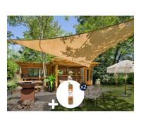 Voile D'ombrage Naturelle Jute Triangulaire 3,60 M + 2 Cordes Fibre De Coco 12 M - Jardiline Multicolore