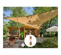 Voile d'ombrage naturelle jute triangulaire 3 m + 1 corde fibre de coco 12 m - j