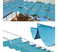 Voile d'ombrage ondulé rétractable imperméable - Protection UV à 95 % pour extérieur et terrasse, 6 x 7 m, couleur café, œillets avec corde pour une installation facile