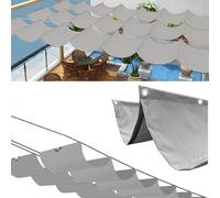 Voile d'ombrage ondulé rétractable imperméable - Protection UV à 95 % pour extérieur et terrasse, 6 x 7 m, couleur café, installation facile avec œillets et corde