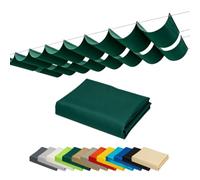 Voile D'ombrage Ondulée Rétractable Tissu Oxford 420D, Auvent Pliable Manuel pour Terrasse Jardin(Dark Green,1x5m)