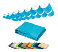 Voile D'ombrage Ondulée Rétractable Tissu Oxford 420D, Auvent Pliable Manuel pour Terrasse Jardin(Lake Blue,1.2x3m)