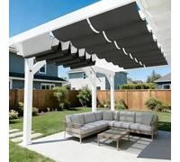 Voile d'Ombrage Ondulée Rétractable, Voile d'Ombrage Imperméable. Résistante aux UV, Adaptée à Divers Environnements Extérieurs et Facile à Installer.-Dark Gray||250x650cm
