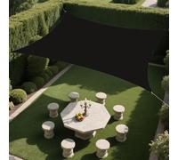 Voile d'ombrage pour extérieur, imperméable, protection UV, résistant aux déchirures et à la rouille avec œillets, idéal pour terrasse, jardin, cour, noir, 6 x 8 m