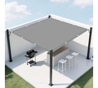 Voile d'ombrage Rectangle 1.4 x 3.8 m Bloque 98% Rayons UV Auvent Anti-UV avec Corde Libre Facile à Plier pour Jardin Terrasse Balcon Camping, Gris Clair