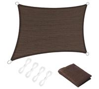 Voile d'ombrage Rectangulaire 1.1 x 2 m 95% UV Protection, Résistant, Protection Solaire, Rectangulaire Filet Protection Solaire avec Corde pour Jardin Patio Extérieur Terrasse, Marron