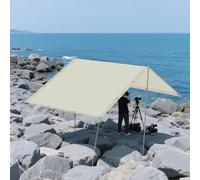 Voile d'ombrage Rectangulaire 1.4 x 2.6 m Imperméable, Protection Contre UV Balcon Paravent Bâche avec Le Kit de Fixation pour Terrasse Jardin Extérieur Balcon, Beige